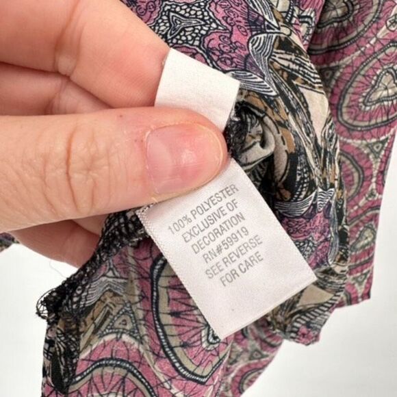 Apt 9 Floral Blouse Embroidered V Neck Long Sleeve Paisley Sheer Boho Size 2X - Picture 5 of 12